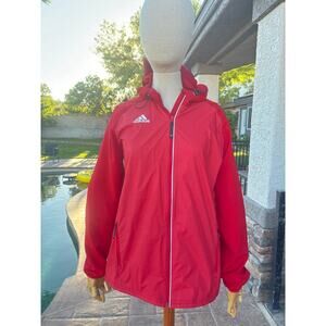 Adidas red Windbreaker Raincoat Women's Zip-up Casual Sz M